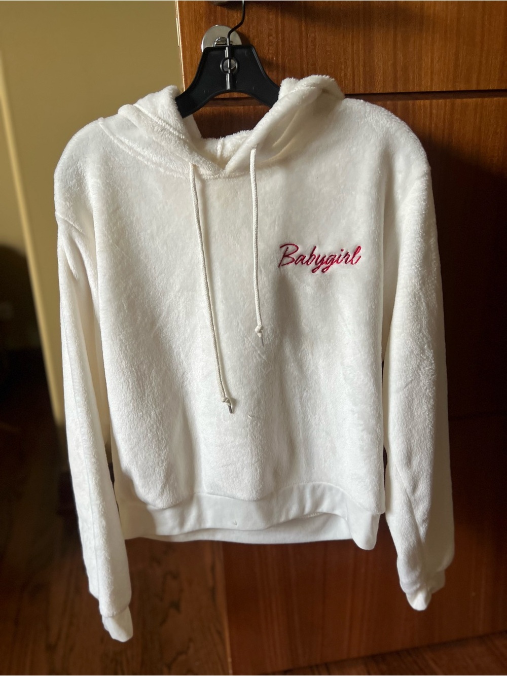 Cold Crush White Hoodie with Pink "Babygirl" Embroidery